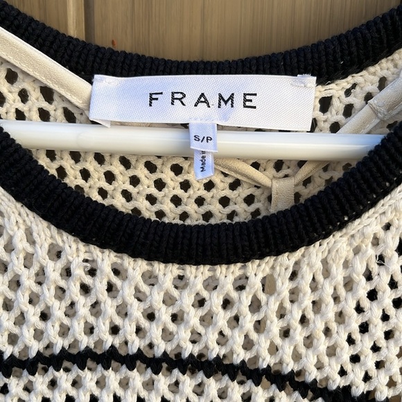 Frame Denim Open Knit Tank Dress Off White Multi Women's Small Coastal Beachy - Picture 2 of 16